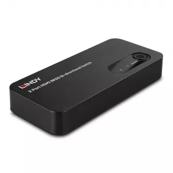 Lindy 2-Port HDMI 8K60 Bidirektionaler Umschalter, HDMI, ABS, Schwarz, 120 Hz, 3840 x 2160, 7680 x 4320, 48 Gbit/s