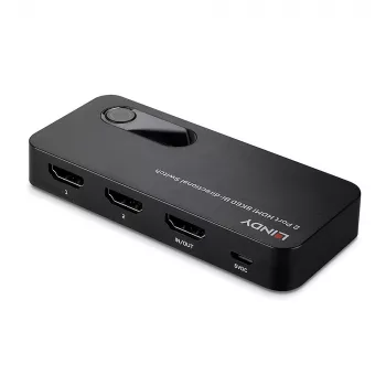 Lindy 2-Port HDMI 8K60 Bidirektionaler Umschalter, HDMI, ABS, Schwarz, 120 Hz, 3840 x 2160, 7680 x 4320, 48 Gbit/s