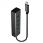 Lindy 43325 4-Port USB 3.2 Gen 1 Typ-C Hub, 4x USB-A, 5 Gbit/s, grau, Aluminium/Kunststoff