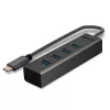 Lindy 43325 4-Port USB 3.2 Gen 1 Typ-C Hub, 4x USB-A, 5 Gbit/s, grau, Aluminium/Kunststoff
