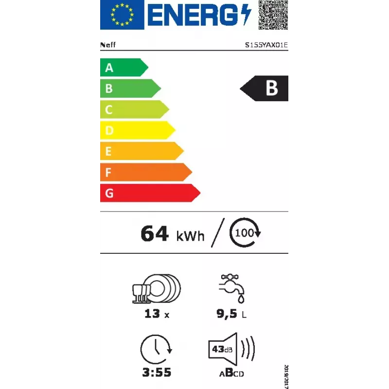 Neff S155YAX01E Geschirrspüler vollintegrierbar 13 Maßgedecke