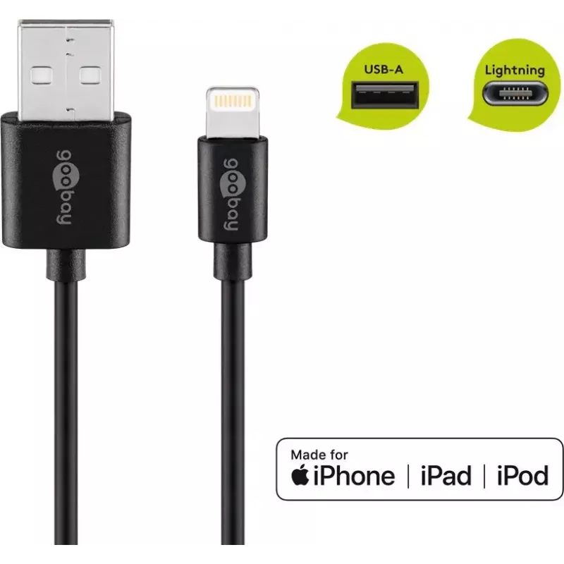Goobay Lightning USB Lade- und Synchronisationskabel 1 m Lightning USB A CE MFi
