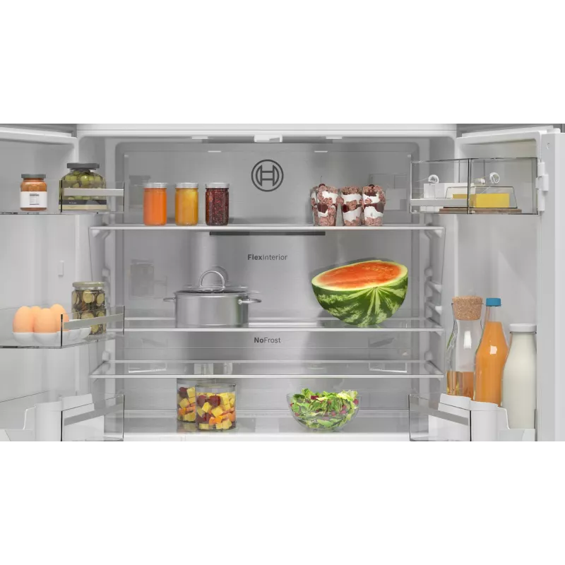 Bosch Serie 4 KFN96APEA Side-by-Side Kühl-Gefrierkombination, French Door, freistehend, 605 l (405 l + 200 l), Home Connect, Energieeffizienzklasse E, Edelstahl