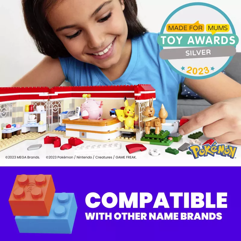 MEGA Pokémon Bauset, Wald-Center (648 Teile) mit 4 Actionfiguren