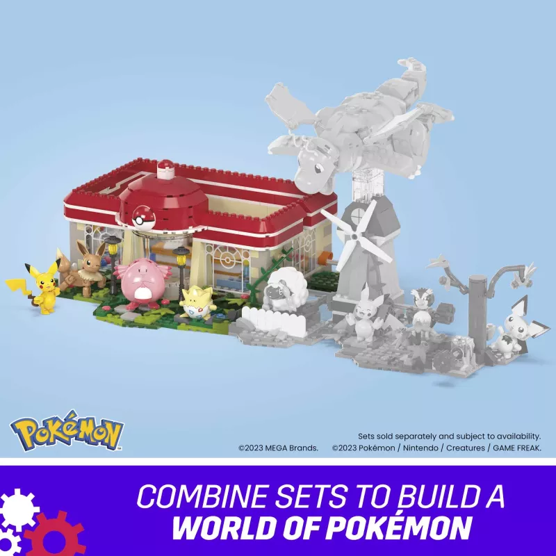 MEGA Pokémon Bauset, Wald-Center (648 Teile) mit 4 Actionfiguren