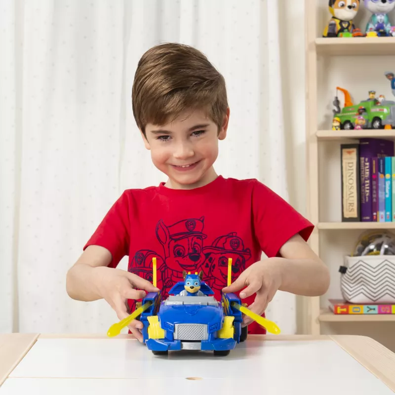 PAW Patrol , Mighty Pups Super PAWs Chase’s Powered Up Cruiser Transforming Vehicle