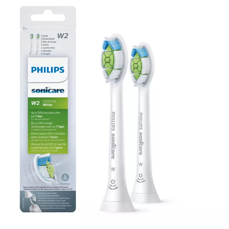 Philips Sonicare W2 Optimal Weiß HX6062/10 2er-Pack austauschbare Schallzahnbürstenaufsätze