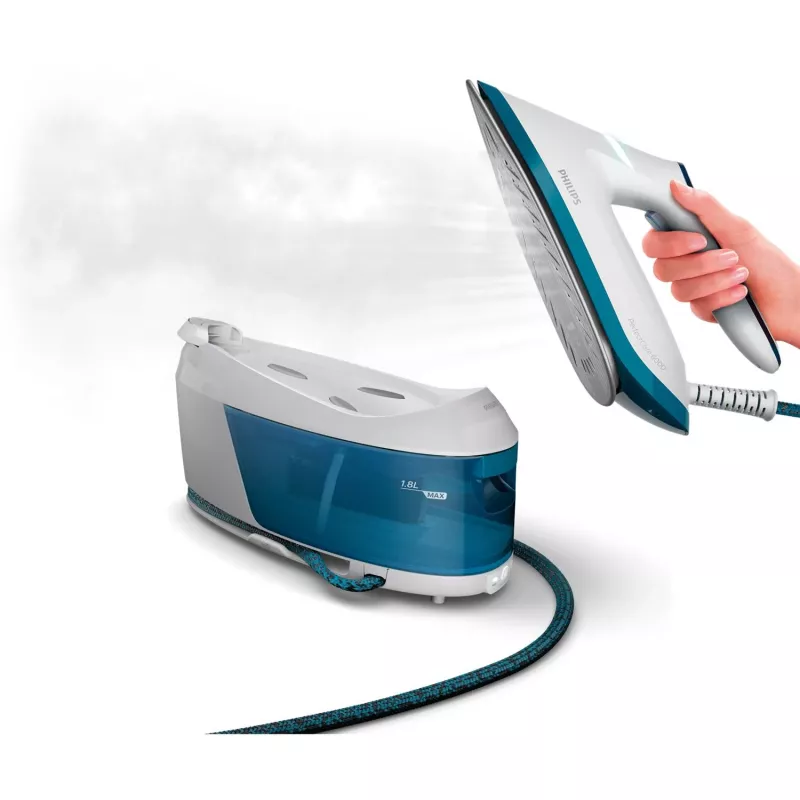 Philips PSG6022/20 Dampfbügelstation 2400 W 1,8 L SteamGlide Plus-Bügelsohle Blau, Weiß