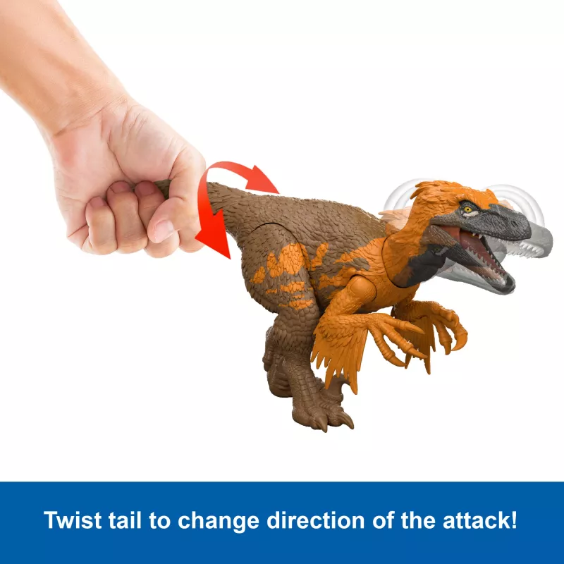 Jurassic World Rebirth Wild Roar Utahraptor Dinosaurier-Spielzeug, schwanzgesteuerter Angriffsbiss & Sound