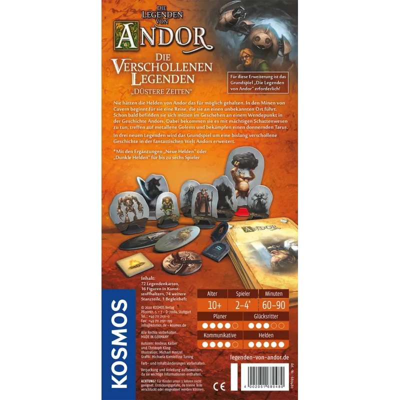 Kosmos 680480 Die Legenden von Andor - Düstere Zeiten Brettspiel, 2-4 Spieler, ab 10 Jahren