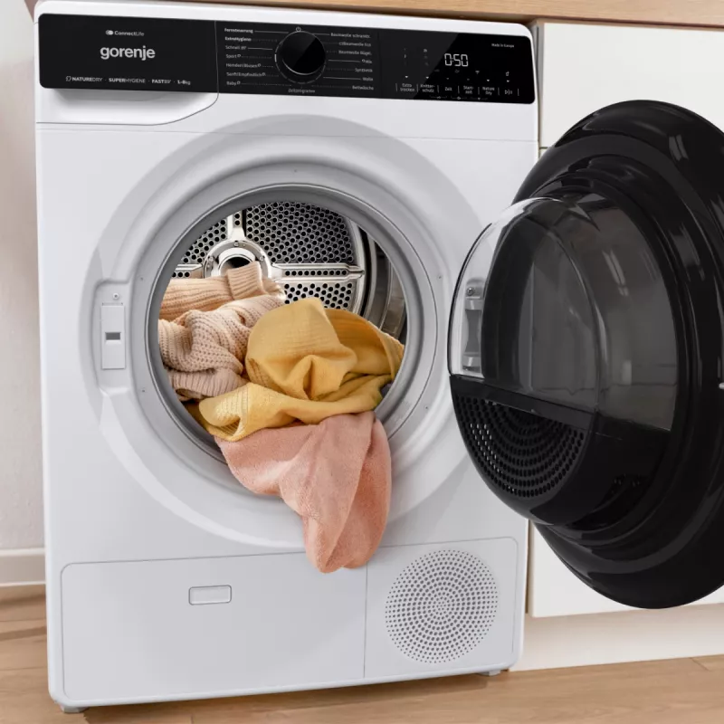 Gorenje DPNA83W Wäschetrockner freistehend Frontlader 8 kg Schwarz, Weiß