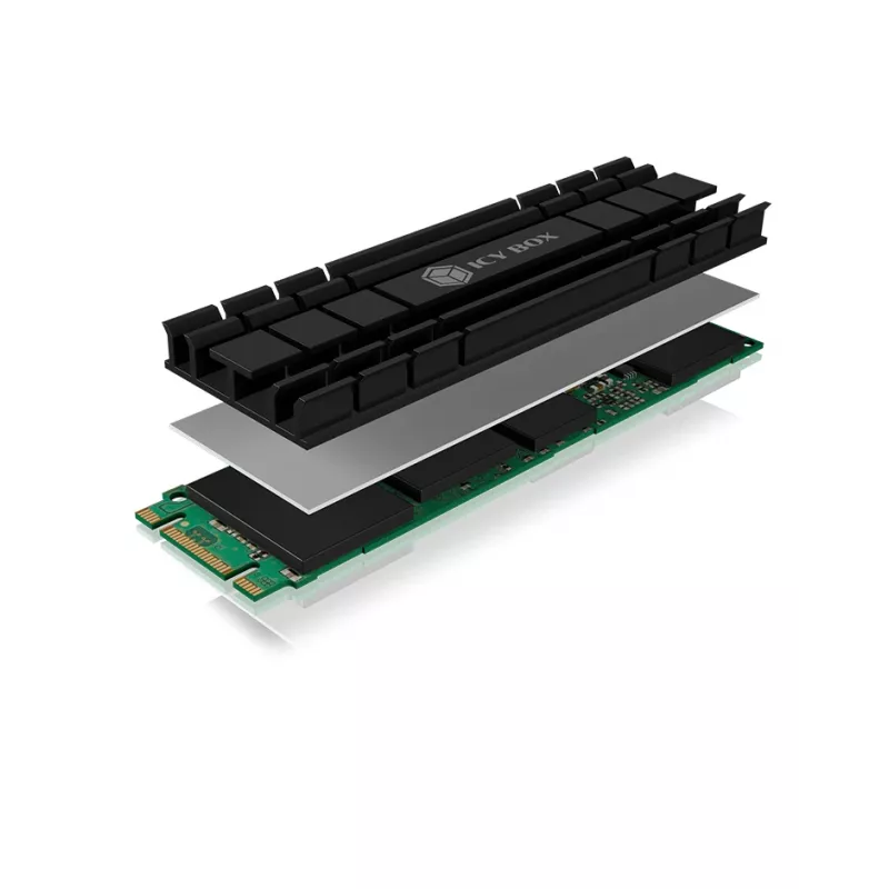 ICY BOX IB-M2HS-701 M.2 2280 SSD Kühlkörper, passiv, Aluminium, PC/PS5, Schwarz