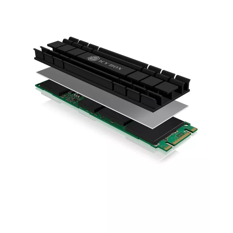 ICY BOX IB-M2HS-701 M.2 2280 SSD Kühlkörper, passiv, Aluminium, PC/PS5, Schwarz
