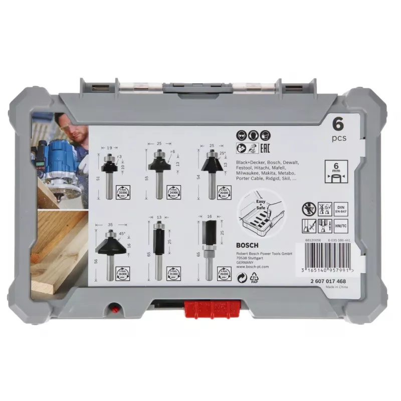 Bosch Fräser-Set, 6-teilig, 6 mm Schaft