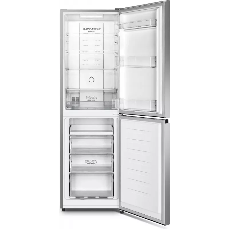 Gorenje NRK418DCS4 freistehende Kühl-Gefrierkombination, 256 l (171 l + 85 l), Energieklasse D, 182,4 cm, Silber