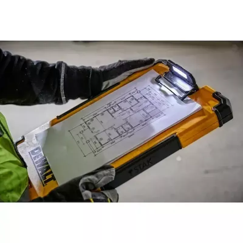 DeWALT TSTAK DWST82732-1 Klemmbrett mit 180° LED-Licht, Gelb/Schwarz