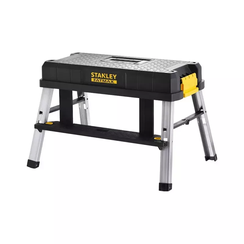 Stanley FatMax FMST81083-1 Werkzeugbox mit Tritt, Kunststoff, 30 kg Tragelast, schwarz/gelb