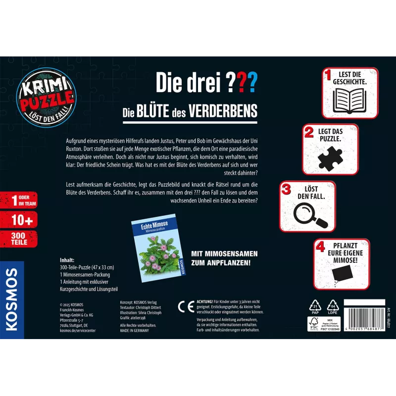 Kosmos 684877 Krimipuzzle Die drei ??? - Die Blüte des Verderbens, 300 Teile, ab 10 Jahren
