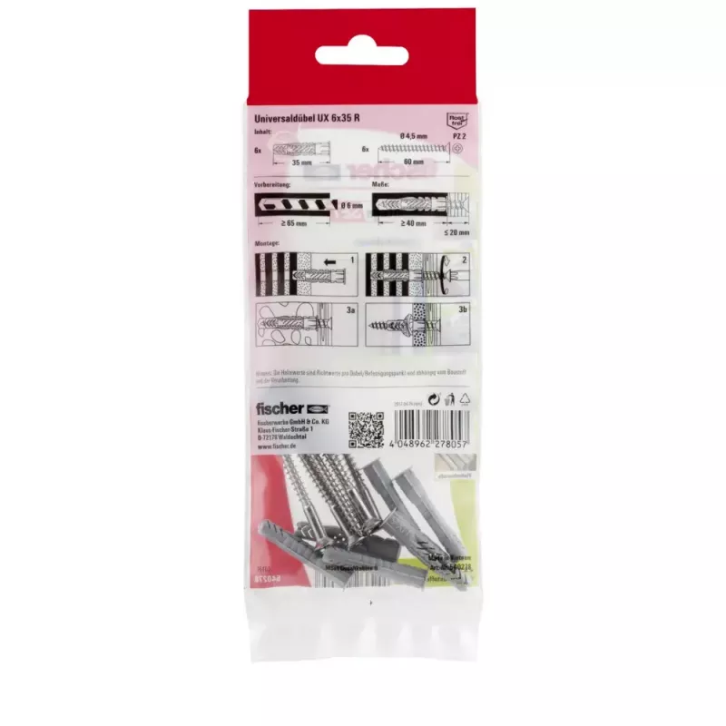 Schrauben- und Dübelset Fischer MontageSet B 6 Stück