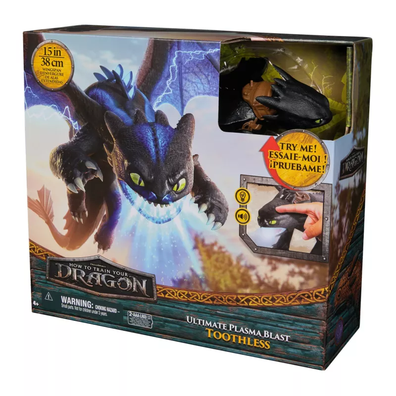 Actionfigur Spinmaster Ultimate Plasma Blast Toothless 25 Zoll Flügel Licht & Sound, ab 4 Jahren
