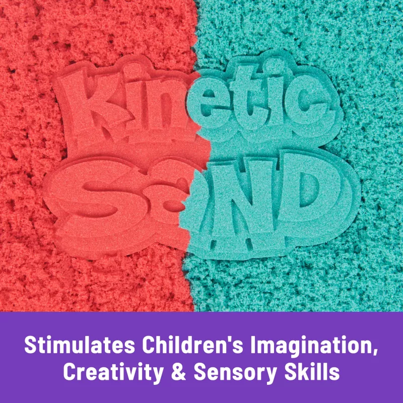 Spin Master Kinetic Sand Mold n' Flow Set Spielsand, 680 g, rot/türkis, ab 3 Jahren