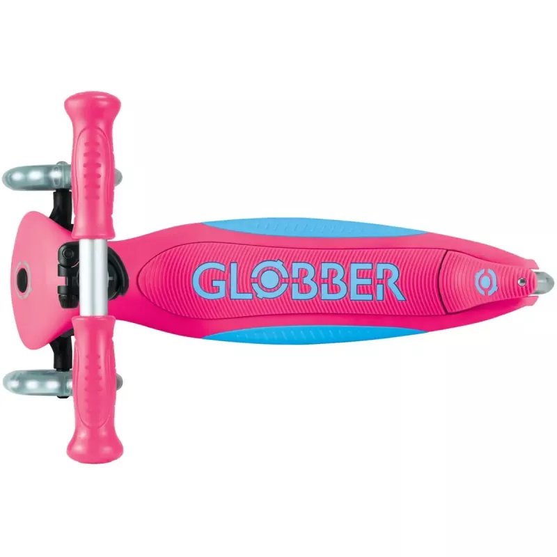 Kompaktscooter GLOBBER Primo Foldable Plus Lights – pink/hellblau