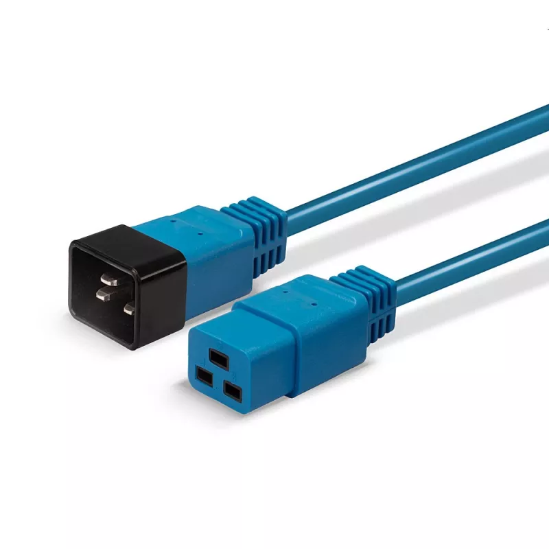 Lindy 2m IEC C19 auf C20 Verlängerungskabel, Blau, 2 m, C19-Kupplung, C20-Stecker, 250 V, 16 A