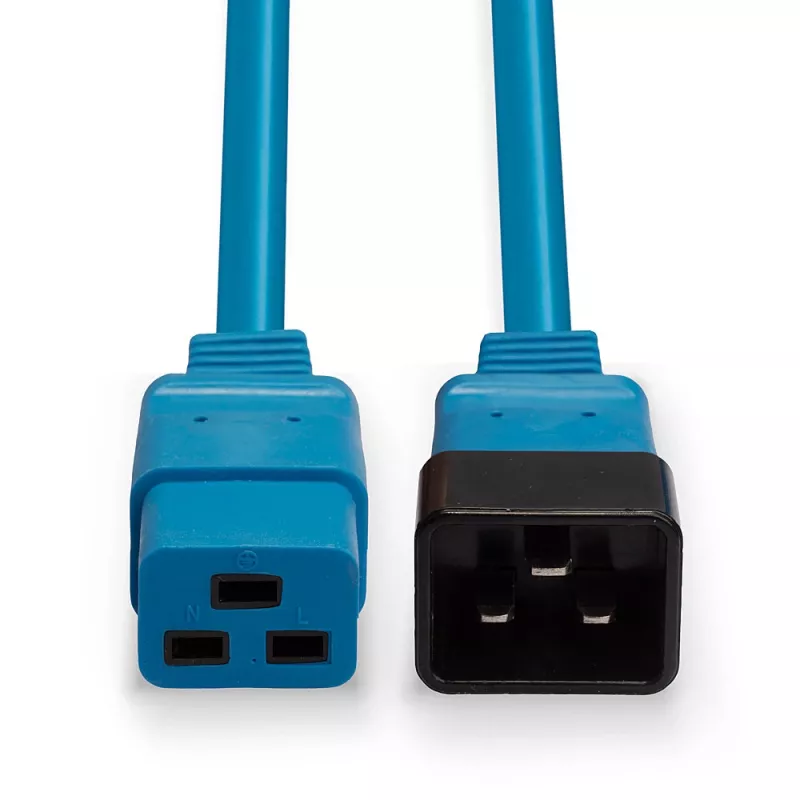 Lindy 30120 IEC 60320 C19 auf C20 Netzverlängerungskabel, 1 m, 16 A, geformt, blau