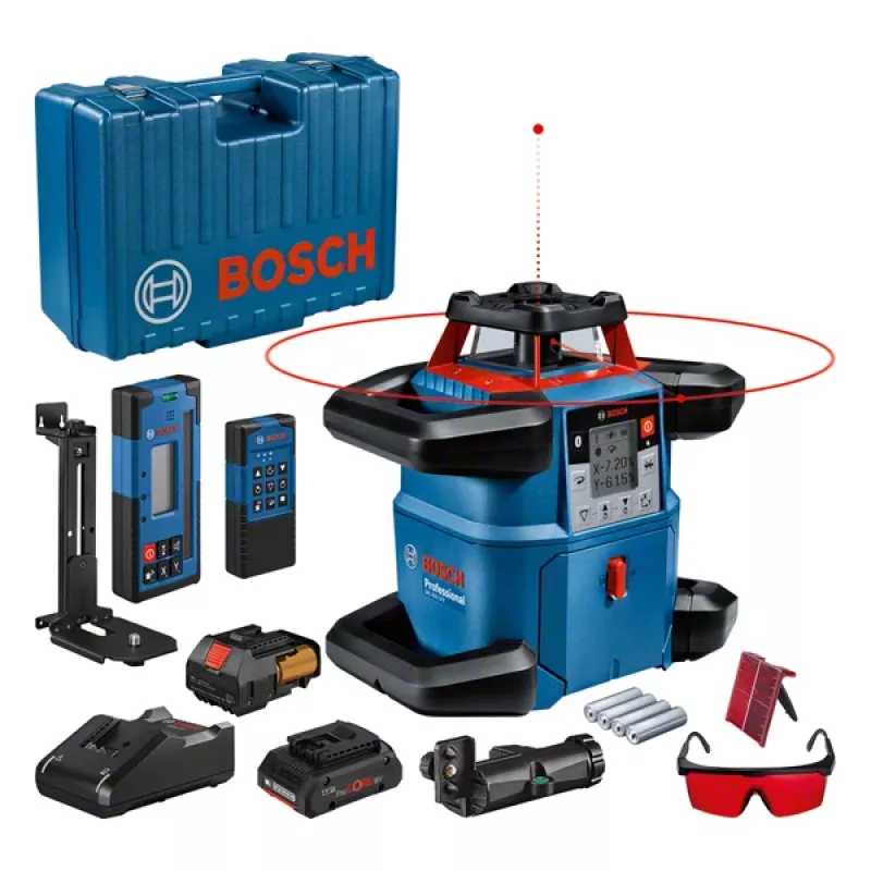 Bosch GRL 600 CHV Professional Laser-Wasserwaage – 18V rote Laserlinie, Akku ProCORE18V 4.0Ah