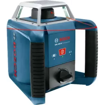 Bosch GRL 400 H Professional Rotationslaser-Set, 400 m Reichweite (mit Empfänger), roter Laser, mit Empfänger LR 1, Stativ BT 152 und Koffer, blau