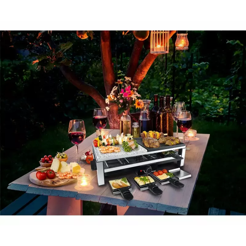 Steba RC 108 Multi-Raclette-Grill, 2000 W, 8 Pfännchen, Edelstahl/Schwarz