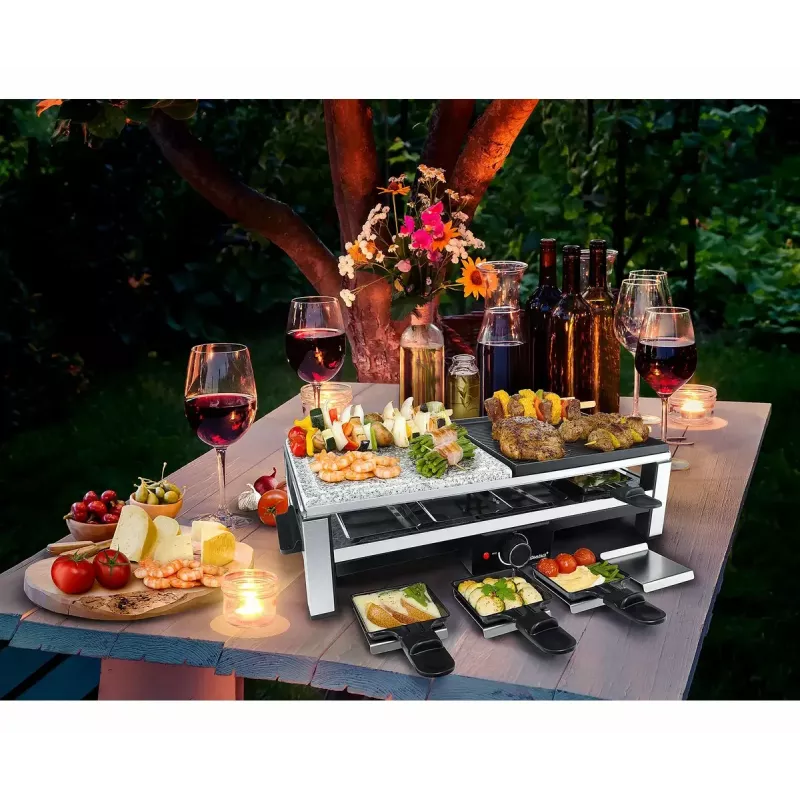Steba RC 108 Multi-Raclette-Grill, 2000 W, 8 Pfännchen, Edelstahl/Schwarz