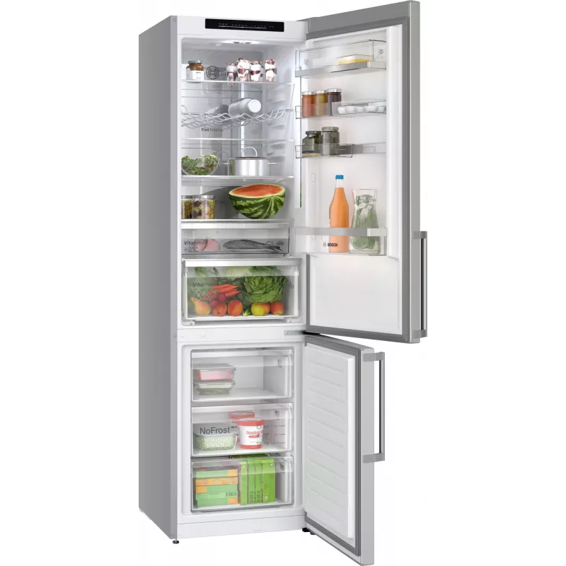 Bosch Serie 6 KGN39AIAU Kühl-Gefrierkombination, freistehend, 363 l (260 l + 103 l), 203 cm, Energieeffizienzklasse A, Edelstahl gebürstet