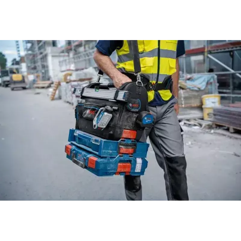 Bosch GWT 20 Professional 1600A025L6 Werkzeugtasche, 1000D-Polyester, 23 kg Tragkraft, Schwarz/Blau
