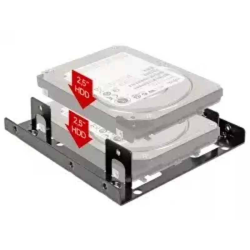 DeLOCK 18210 Einbaurahmen 3,5 Zoll auf 2 x 2,5 Zoll HDD/SSD, Schwarz
