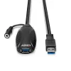 Lindy 43156 USB-3.0-Aktivverlängerungskabel, USB-A-Stecker auf USB-A-Buchse, 10 m, USB 3.2 Gen 1, 5 Gbit/s, schwarz