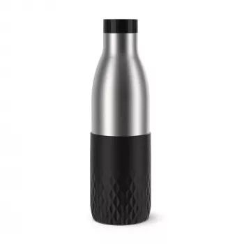 EMSA Bludrop Sleeve N3111100 Trinkflasche Täglicher Gebrauch 700 ml Edelstahl Schwarz, Edelstahl