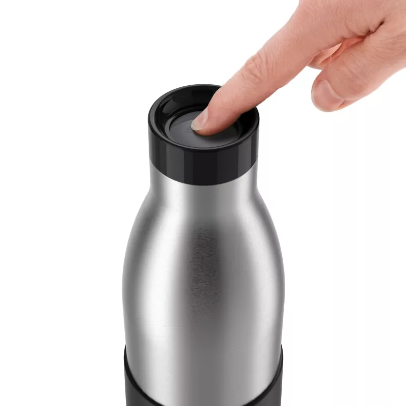 EMSA Bludrop Sleeve N3111100 Trinkflasche Täglicher Gebrauch 700 ml Edelstahl Schwarz, Edelstahl