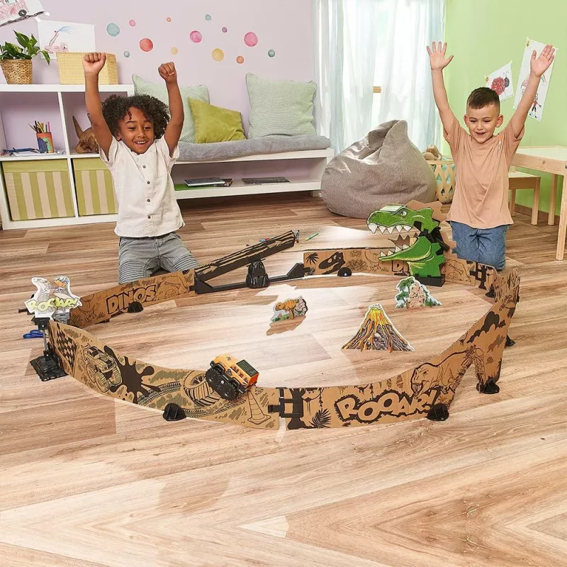 Spielzeug-Rennbahnset VTech Car-Board Racers Dino Adventure Set, Bahn