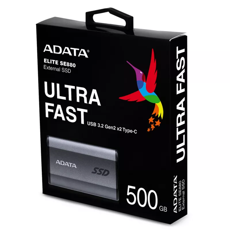 ADATA SE880 500 GB externe SSD, USB-C 3.2 Gen 2x2, grau