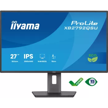 iiyama ProLite XB2792QSU-B1 27-Zoll-IPS-QHD-Monitor, HDMI, DP, USB-Hub, 120 Hz, schwarz