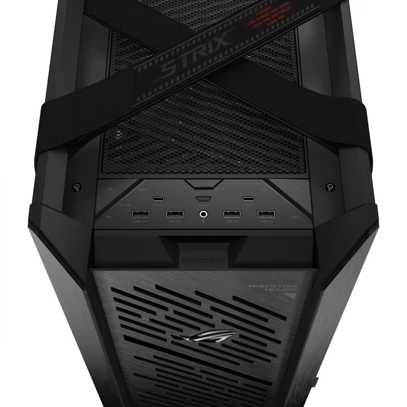 ASUS ROG Strix Helios II GX601S PC-Gehäuse, Midi-Tower, E-ATX, gehärtetes Glas, Aura Sync RGB, 4x 140-mm-Lüfter, USB-C, Schwarz