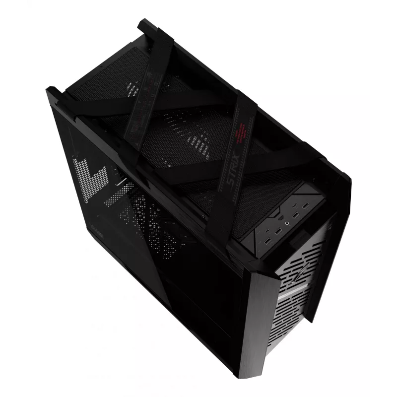 ASUS ROG Strix Helios II GX601S PC-Gehäuse, Midi-Tower, E-ATX, gehärtetes Glas, Aura Sync RGB, 4x 140-mm-Lüfter, USB-C, Schwarz