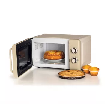 Ariete Vintage Line 3960 Vintage-Mikrowelle, 800 W, 20 L Kapazität, 3 Funktionen, 5 Kochstufen, Timer, Beige