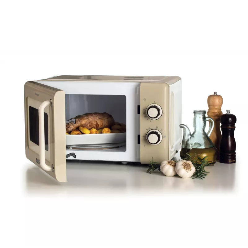 Ariete Vintage Line 3960 Vintage-Mikrowelle, 800 W, 20 L Kapazität, 3 Funktionen, 5 Kochstufen, Timer, Beige