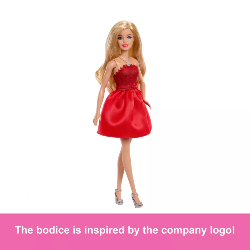 Barbie Mattel 80. Jubiläum Rubinrote Jubiläums-Modepuppe mit rotem Kleid und Accessoires
