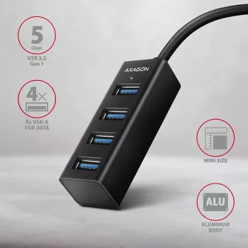 Miniatur-Metall-USB-C 3.2 Gen 1 Hub AXAGON HUE-M1C