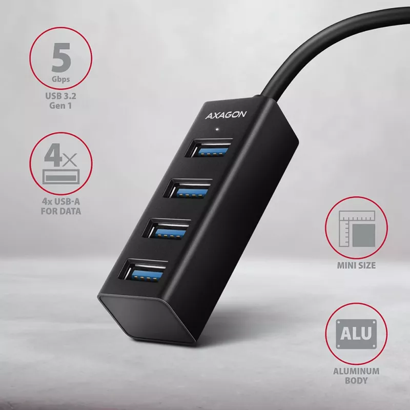 Miniatur-Metall-USB-C 3.2 Gen 1 Hub AXAGON HUE-M1C