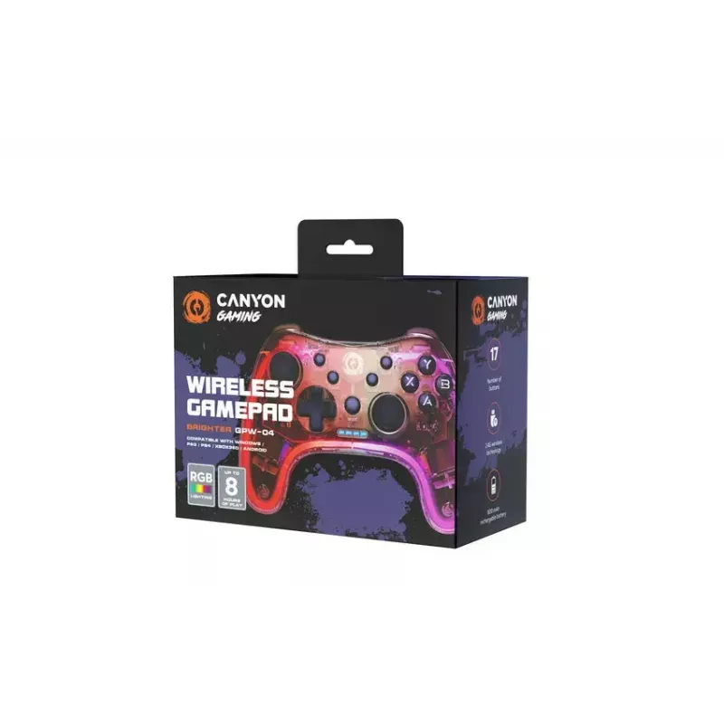 Canyon Brighter GPW-04 Wireless-Gamepad mit Dongle, kristalltransparent