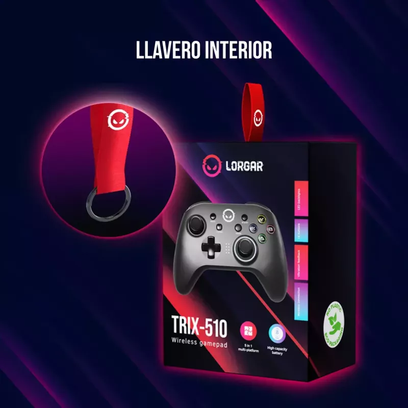 Lorgar TRIX-510 Gamecontroller, schwarz, BT5.0, integrierter 600-mAh-Akku, Type-C